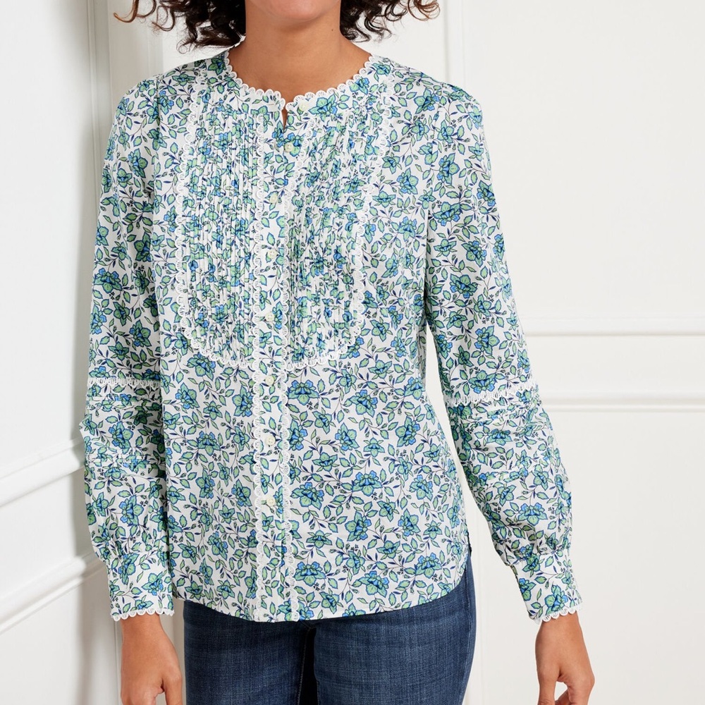 Talbots SCALLOP LACE TRIM TOP - BLOOMING DAFFODILS